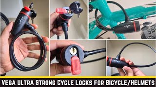 Vega Ultra Strong Cycle Locks for Bicycle  Bike Helmet Lock for Two Wheeler Detail Review [upl. by Remliw]