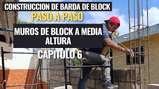 CONSTRUCCION DE BARDA DE BLOCK paso a paso CAPITULO 6 muros de block a media altura [upl. by Wade647]