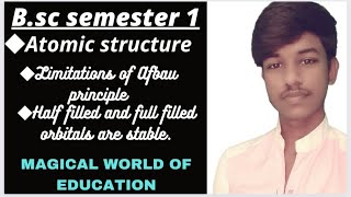 Bsc semester 1 chemistry gen Atomic structure Limitations of Afbau Principle and other topic [upl. by Adabelle774]