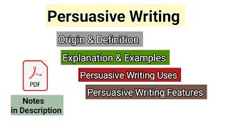 Persuasive Writing  Types of Writing  Writing Styles  Example of Persuasive Writing  Uses [upl. by Bathsheb]