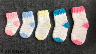 Easy crochet baby socksfive size crochet socks [upl. by Nonnarb817]