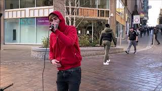 BRADFORD amp HALIFAX Busker quotFrankie Porterquot Sings quotHelloquot [upl. by Sondra882]