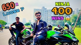 Kawasaki Ninja 650 vs Ninja 400 Drag Race  Ninja 400 top speed sure WIN  Shocking result 😨 [upl. by Soble]