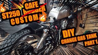 ST250TU250X custom カフェカスタム（ボバー改め） DIYで社外品RD50タンク流用で装着予定！前哨戦で着くのか？！検証します Change Bobber to Caferacer [upl. by Lorry]