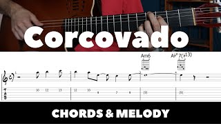 Corcovado  Chords amp Melody  Guitar TAB [upl. by Corrina]