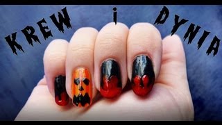 ♦ Wzorki na paznokcie na Halloween  krew i dynia ♦ [upl. by Aliled]