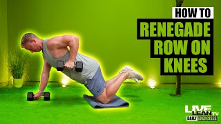 How To Push Up With Alternating Dumbbell Renegade Row On Knees [upl. by Anohs]