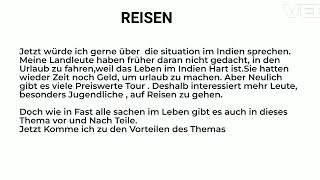 B1 Sprechen Teil 2  Reisen  Deutsch B1 Sprechen Teil 2 Thema [upl. by Ahsika]