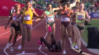 Athing Mu falls finishes last in 800m at US Olympic track and field trials [upl. by Berkin743]