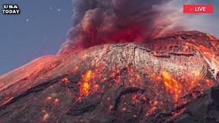 Horrible today A volcano on the Galapagos Islands eruptedspewing lava 100 meters high into the sky [upl. by Enileuqkcaj]