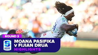 Moana Pasifika v Fijian Drua Highlights  Round 2  SRP 2024 [upl. by Atinel]