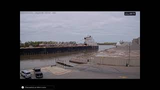 American Mariner entering Saginaw river and unloading right in front of camera 10621 [upl. by Ardnajela]