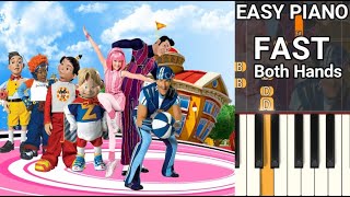 Lazy Town Theme Song FAST Both Hands Easy Piano Tutorial [upl. by Llerehs]