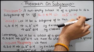 Group Theory Subgroup Theorem On Subgroup and Its proof One Step Test Theta Classes [upl. by Kress]