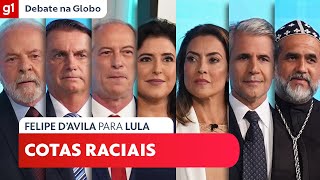 Felipe DAvila Novo pergunta para Lula PT sobre cotas raciais DebateNaGlobo [upl. by Aunson]