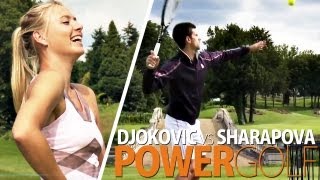 TennisVideo Djokovic vs Sharapova Challenge 1 Power Golf [upl. by Ayana]