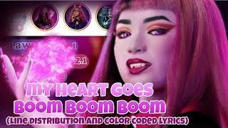 💎Monster High 2  My Heart Goes Boom Boom Boom  Line Distribution  Color Coded Lyrics [upl. by Isherwood961]