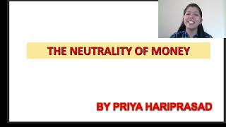 MONEY NEUTRALITY NEUTRALITY OF MONEY [upl. by Einnahpets]