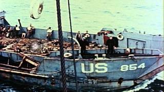 LCM ship in Normandy France during DDay operations and LCVP landing craft headHD Stock Footage [upl. by Hurd706]