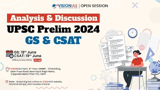 UPSC PRELIMS 2024  GENERAL STUDIES amp CSAT  ANALYSIS amp DISCUSSION  GS18th amp CSAT19th JUNE  10AM [upl. by Anytsyrk932]