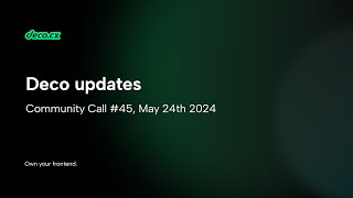 Deco Updates  Community Call 45  May 24 24  Brazilian Portuguese 🇧🇷 [upl. by Ahsinehs428]