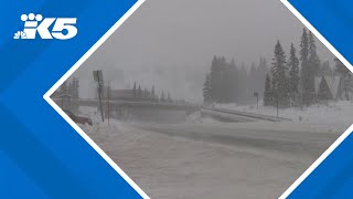 Winds picking up at Stevens Pass amid rare Blizzard Warning for Cascades [upl. by Swagerty684]