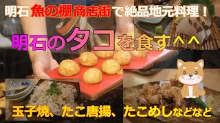 兵庫県明石市で名物のタコ料理を満喫！～魚の棚商店街で、玉子焼き（明石焼き）、たこの唐揚げ、たこめしなどを昼呑みで楽しんできました [upl. by Cristy72]