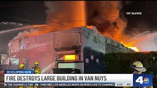 Fire destroys Van Nuys building [upl. by Gebhardt]