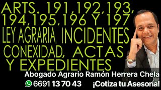 Arts 191 192 193 194 195 196 y 197 Ley Agraria incidentes conexidad actas y expedientes [upl. by Persson]