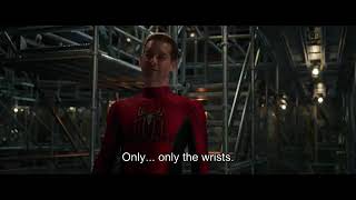 Spider Man No Way Home Peter Cracks Peters Back The 3 Spideys Bond Tobey Maguire Scene  Subs [upl. by Sonitnatsnoc466]