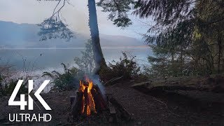 4K Campfire at the Mountain Lake with Calming Crackling Fire Sound  8 Hours [upl. by Fonsie558]