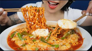 CHEESY RICE CAKE SPICY SAMYANG NOODLE ASMR EATING SOUNDS NO TALKING  SASASMR [upl. by Notyep847]