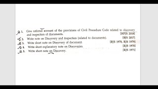 JUDICIARY MAINS ANSWER WRITING QUESTION 10  CPC  Interrogatories Discovery and Inspection [upl. by Ialokin]