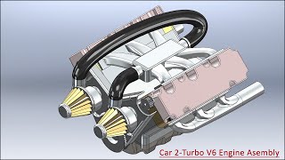 Car Engine 2Turbo V6 Advanced Assembly Designing Volume2  SolidWorks 2023 Tutorial [upl. by Assertal]