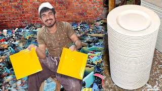 Amazing recycling plastic scrap material  plastic plate making process [upl. by Arabella]