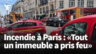 Un grave incendie en cours dans un immeuble du 2e arrondissement à Paris [upl. by Ariaek]