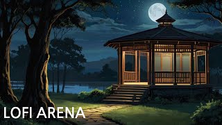 Peaceful Night Scene Full Moon Illuminates Verdant Landscape amp Wooden Gazebo  Tranquil Lofi Vibes [upl. by Enia]