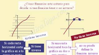 Funciones inversa uno a uno o biunívoca Prueba de la recta horizontal [upl. by Atiuqrahc]