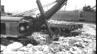 Men work to construct Lenin dam across the Dnieper River in the Ukranian Soviet SHD Stock Footage [upl. by Tellford]