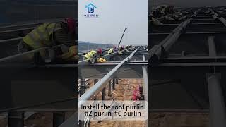 Install the roof purlin of steel structure warehouse Zpurlin Cpurlin engineering construction [upl. by Gardner]