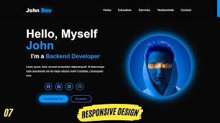 Complete Responsive Portfolio Website HTML CSS amp JavaScript  Responsive Design using Media Queries [upl. by Aday]