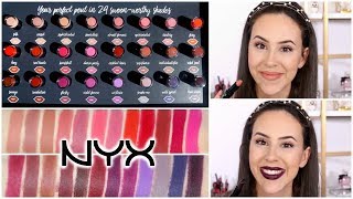 NYX Pin Up Pout Lipstick  ALL 24 Lip Swatches amp Review [upl. by Anawait]