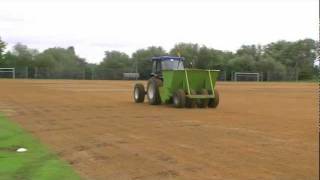 Football pitch maintanance  how to do sand spreading [upl. by Teplitz]