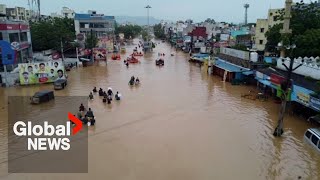 Flash floods in southern India leave hundreds stranded [upl. by Hobey650]