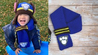 Crochet Keyhole Scarf For Kids Paw Patrol Chase Scarf Tutorial [upl. by Lyrehc]