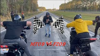 Street Racing MT09 vs FZ09 [upl. by Tobe]