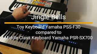 Jingle Bells  Toy Keyboard Yamaha PSSF30 Compared To Middle Class Keyboard Yamaha PSRSX700 [upl. by Alhsa]