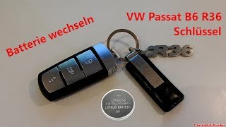 Batterie Wechsel am VW Passat B6 R36 Schlüssel  Change Key Fob Battery type CR2032 [upl. by Doersten875]