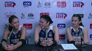 NU vs UST Game 1 Finals Prescon Mhicaela Belen Alyssa Solomon and Sheena Toring [upl. by Nadabb617]