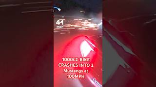 MOTORCYCLE CRASHES INTO 2 Mustangs at 100MPH He Survived [upl. by Trish]